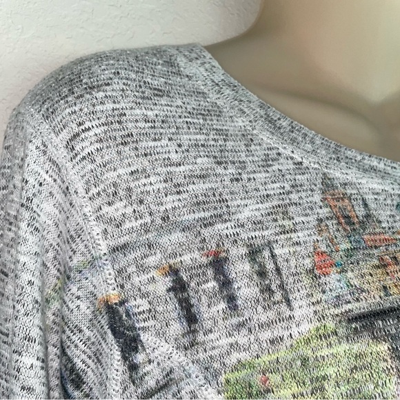 Inoah Wearable Art Tunic Top 3/4 Sleeve Asymmetric Hem Crew Neck Size Medium - Picture 4 of 10